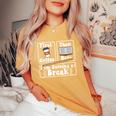 First Coffee Then Data I'am Earning A Break School Education Women's Oversized Comfort T-Shirt Mustard