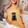 Anatomy Rottweiler Dog Owner Rottie Dad Mom Pet Lover Women's Oversized Comfort T-Shirt Mustard