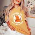 Funny Cat I Can Hear You But Im Listening Cat And Coffee Women's Oversized Graphic Print Comfort T-shirt Mustard