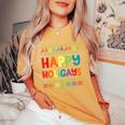 Gay Christmas Lgbt Happy Holigays Ugly Rainbow Party Women's Oversized Comfort T-Shirt Mustard
