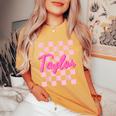 Girl Retro Taylor First Name Personalized Groovy Birthday Women's Oversized Comfort T-Shirt Mustard