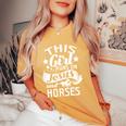 This Girl Runs On Jesus Horses Cowgirl Horse Riding T Women's Oversized Comfort T-shirt Mustard