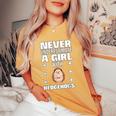 Girls Never Underestimate A Girl With Hedgehogs Women's Oversized Comfort T-Shirt Mustard