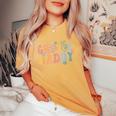 Groovy Daddy Retro Dad Matching Family 1St Birthday Party Women's Oversized Comfort T-Shirt Mustard