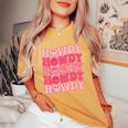 Groovy Howdy Western Girl Country Rodeo Pink Cowgirl Retro Women's Oversized Comfort T-Shirt Mustard