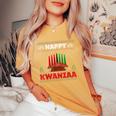 Happy Kwanzaa Kinara African American Ugly Christmas Sweater Women's Oversized Comfort T-Shirt Mustard