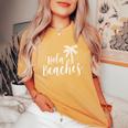 Hola Beaches Vacation T Beach For Cute Women's Oversized Comfort T-Shirt Mustard