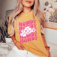 Howdy Southern Western Girl Country Rodeo Pink Cowgirl Retro Women's Oversized Comfort T-Shirt Mustard