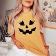 Jack O Lantern Eyelashes Pumpkin Face Halloween Girls Women's Oversized Comfort T-Shirt Mustard