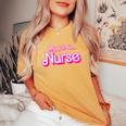 My Job Is Nurse Pink Retro Rn Nursing School Lpn Lvn Womens Women's Oversized Comfort T-Shirt Mustard