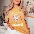 Just A Girl Who Loves Chickens Chicken Farm Gag Outfit Women's Oversized Comfort T-Shirt Mustard