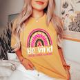 Be Kind Breast Cancer Awareness Leopard Rainbow Kindness Women's Oversized Comfort T-shirt Mustard