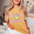 Be Kind Bruh Cute Hippie Retro Groovy Flowers 70S Kindness Women's Oversized Comfort T-shirt Mustard