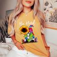 Be Kind Tie Dye Gnome With Sunflower For Lovers Women's Oversized Comfort T-shirt Mustard