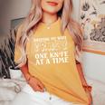 Knife Collector Husband Driving Wife Crazy One Knife At Time Women's Oversized Comfort T-Shirt Mustard