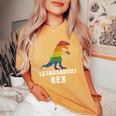 Lesbosaurus Rex Dinosaur In Rainbow Flag For Lesbian Pride Women's Oversized Comfort T-Shirt Mustard