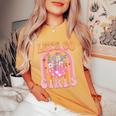 Let's Go Girls Retro Rainbow Cowgirl Disco Bachelorette Women's Oversized Comfort T-Shirt Mustard
