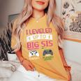Leveled Up To Big Sister 2024 Cute I'm Going To Be A Big Sis Women's Oversized Comfort T-Shirt Mustard