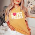 I Love My Cougar Girlfriend Heart Groovy Couples Women's Oversized Comfort T-Shirt Mustard