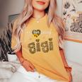 I Love Being Gigi Sunflower Leopard Hippie Women's Oversized Comfort T-shirt Mustard