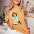 I Love Mom Beagle Harrier Tattooed Women's Oversized Comfort T-Shirt Mustard