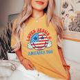 Loves Jesus And America Too Groovy God Christian 4Th Of July Women's Oversized Comfort T-Shirt Mustard