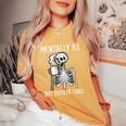 Mentally Ill But Totally Chill Skeleton Halloween Women's Oversized Comfort T-Shirt Mustard