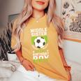 Middle Sister Of The Birthday Boy Soccer Player Team Party Women's Oversized Comfort T-shirt Mustard
