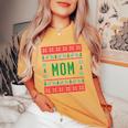 Mom Ugly Christmas Sweater Pjs Matching Family Pajamas Women's Oversized Comfort T-Shirt Mustard