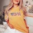 Oncology Nurse 4Th Of July Us Flag Nurse Radiation Oncology Women's Oversized Graphic Print Comfort T-shirt Mustard