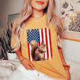 Patriotic Squirrel Usa Flag American 4Th Of July Women's Oversized Comfort T-Shirt Mustard