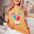 Pink Or Blue We Love You Baby Gender Reveal Party Mom Dad Women's Oversized Comfort T-Shirt Mustard