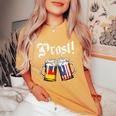 Prost Beer German American Flag Oktoberfest Women's Oversized Comfort T-Shirt Mustard