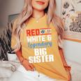 Red White And Legendary Big Sister 4Th Of July Flag Women's Oversized Comfort T-Shirt Mustard