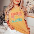 Retro Face Brother Groovy Daisy Flower Matching Family Women's Oversized Comfort T-shirt Mustard
