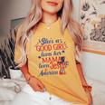 Shes A Good Girl Loves Her Mama Loves Jesus And America Too Women's Oversized Graphic Print Comfort T-shirt Mustard