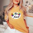 Sunflower Floral Choose Kindness Be Kind Rainbow Women's Oversized Comfort T-shirt Mustard