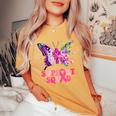 Support Squad Pink Ribbon Butterfly Breast Cancer Awareness Women's Oversized Comfort T-Shirt Mustard