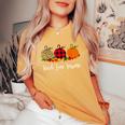 Teach Love Inspire Teacher Autumn Fall Pumpkin Leopard Women's Oversized Comfort T-Shirt Mustard