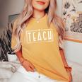 Teach Them To Be Kind Teacher Life Teachers Day Retro Women's Oversized Comfort T-shirt Mustard