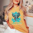Teal Elephant I Wear Teal For Ovarian Cancer Awareness Women's Oversized Comfort T-Shirt Mustard