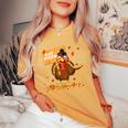 Turkey Eat Pizza Vegan Thanksgiving Fall Autumn Groovy Women's Oversized Comfort T-Shirt Mustard