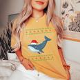 Ugly Xmas Whale Graphic Ugly Sweater Christmas Women's Oversized Comfort T-Shirt Mustard
