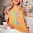 Never Underestimate An Old Lady Who Loves Cats Born In July Women's Oversized Comfort T-Shirt Mustard