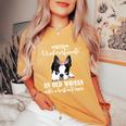 Never Underestimate An Old Woman With Boston Terrier Women's Oversized Comfort T-Shirt Mustard