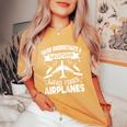Never Underestimate A Woman Who Fixes Airplanes Mechanic Women's Oversized Comfort T-Shirt Mustard