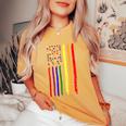 Usa Pride Rainbow Flag Patriotic Pride Love Is Love Women's Oversized Graphic Print Comfort T-shirt Mustard