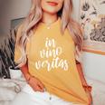 In Vino Veritas Latin Truth In Wine Women's Oversized Comfort T-Shirt Mustard