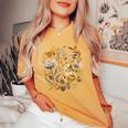 Vintage Inspired Flower Botanical Chart RedPoppy Flower Women's Oversized Comfort T-Shirt Mustard