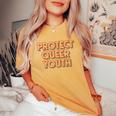 Vintage Protect Queer Youth Rainbow Lgbt Rights Pride Women's Oversized Comfort T-Shirt Mustard